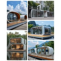 Casa Contenedor Tipo Cápsula Espacial con Estructura de Acero Ligero, para Oficina, Hogar u Hotel, Fácil de Mover, Transpirable, Diseño Moderno de Mediados de Siglo, Estilo Apple