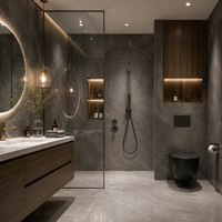 Systèmes de douche encastrés en laiton brossé, vanne moderne à deux voies, jet de pluie, noyau de valve en céramique, pour usage hôtelier en salle de bain