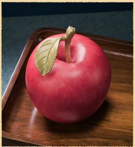 Sculpture de pomme en métal peinte à la main, figurine de fruit en bronze rouge, ornement sculpté pour la décoration de la maison ou du bureau - Product Image 2