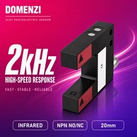 Capteur infrarouge DOMENZI GL20-N-V3 à faisceau invisible, largeur de fente 20 mm, NPN, pour la détection dans les environnements poussiéreux et pollués