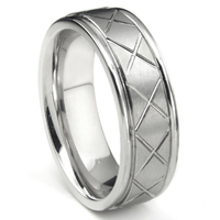 Vente en gros de bijoux tendance en cobalt, bagues en chrome à motifs de cœurs pour hommes et femmes, bagues de fiançailles ou alliances