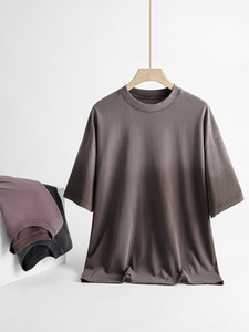 100% Cotton Knitted Unisex Washed Plain T-shirt Wholesale Heavyweight Printed Oversized Blank O-neck Eco-Friendly Breathable for - Product Image 5