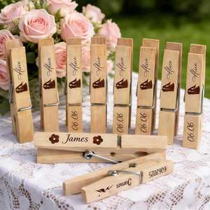 Pinzas de Madera Natural con Nombre Grabado, Clips para Fotos, Decoraciones para Bodas, Pinzas de Madera para Manualidades - Product Image 2