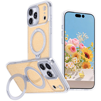 Coque de téléphone antichoc haute transparence avec paillettes 360 °   Support rotatif et coque de protection magnétique pour iPhone