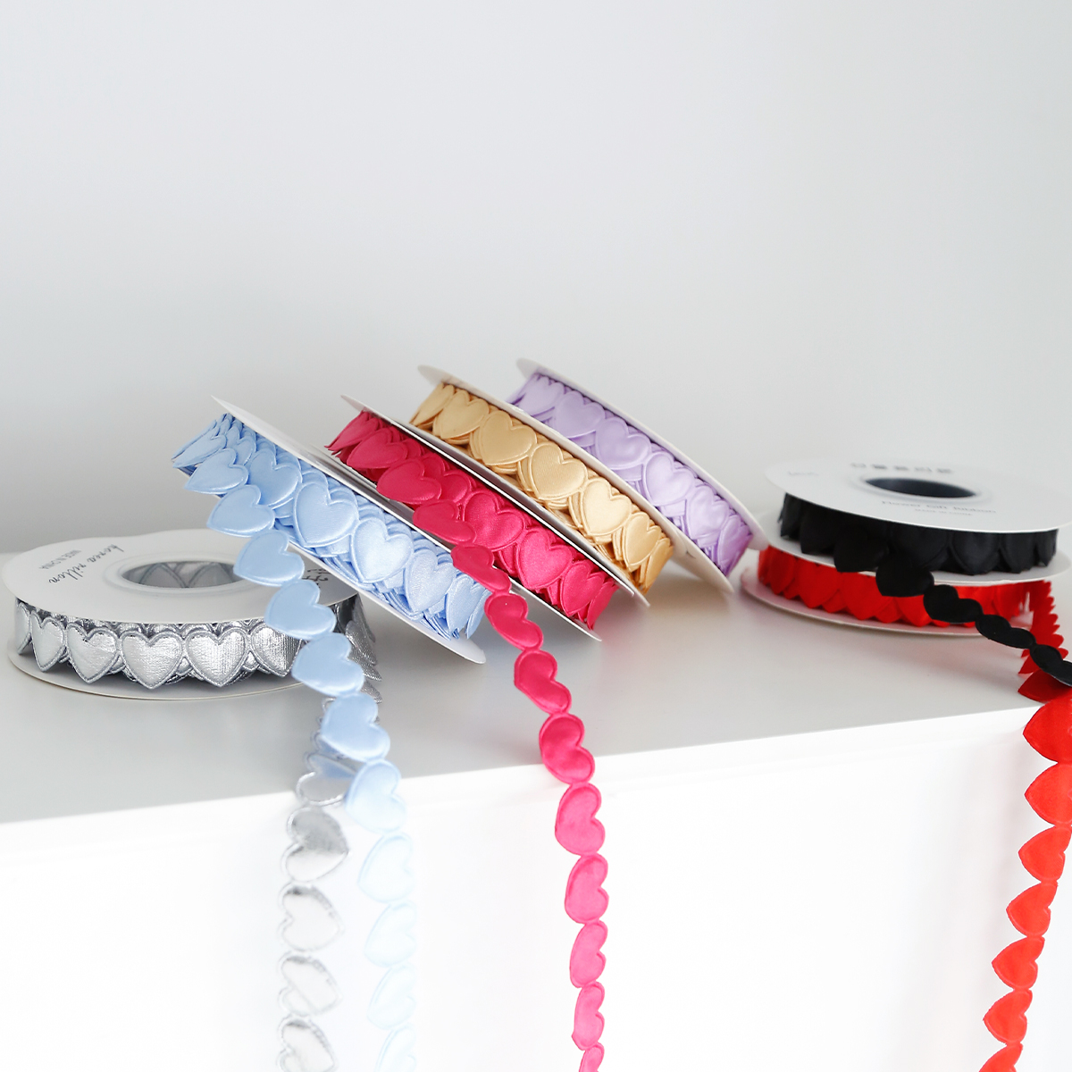 1.6cm Width Fancy Heart DIY Colorful Gift Ribbon for Handmade Gift Wrapping Decoration Material