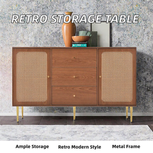 Table d'appoint moderne rétro en bois durable avec pieds en métal, montage facile, 1,5 m+, rangement pour salle à manger, salon, chambre à coucher - Product Image 2