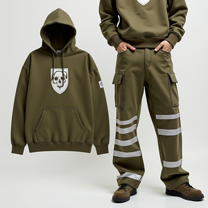 Otoño Invierno Unisex Tallas grandes Impreso Fleece Sudadera con capucha en blanco Conjunto de alta calidad Logotipo personalizado Chándales de algodón Essentials bordado - Product Image 1