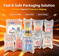 Sac gonflable de transport pour bouteille de vin individuelle, en PE/PA recyclable, avec impression de logo personnalisé, anti-collision