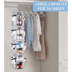 8 Shelf Hanging <b>Shoe</b> Rack Grey Hook Type Closet Organizer for <b>Shoes</b> <b>Storage</b> Bedroom Use - Product Image 2