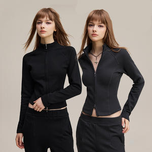 Giacca Sportiva <span class=keywords><strong>da</strong></span> <span class=keywords><strong>Donna</strong></span> alla Moda con Colletto Alto, Zip, Aderente, Imbottita, Maniche Lunghe e Stile Corto - Product Image 2