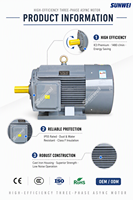 Moteur électrique à induction triphasé Sunwei YE3 5,5 kW 7,5 CV 380 V 50/60 Hz IP55 1500-3000 tr/min horizontal/vertical