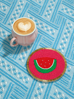 MANTU Sous-verres en perles de riz de style bohème faits à la main, motif mangue pastèque fraise cerise, 2mm, tapis de décoration de bureau en verre