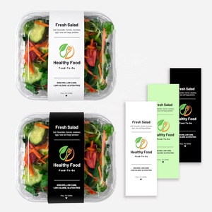 Supermarket Small Business Meat Sushi Lunch Container Custom Logo Food Paper Bag Label Salad Box Seal Vinyl Sticker in Roll - Product Image 1