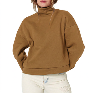 Pull à col montant confortable pour femmes, vêtements d'hiver, sweat-shirt décontracté à col montant pour femmes, matière polaire épaisse et chaude - Product Image 4