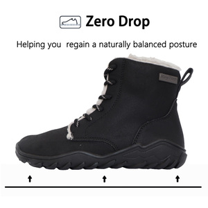 Bottes d'hiver minimalistes pour l'extérieur, à bout large, chaudes et confortables, doublées polaire, avec fermeture éclair latérale flexible, pour la neige - Product Image 5