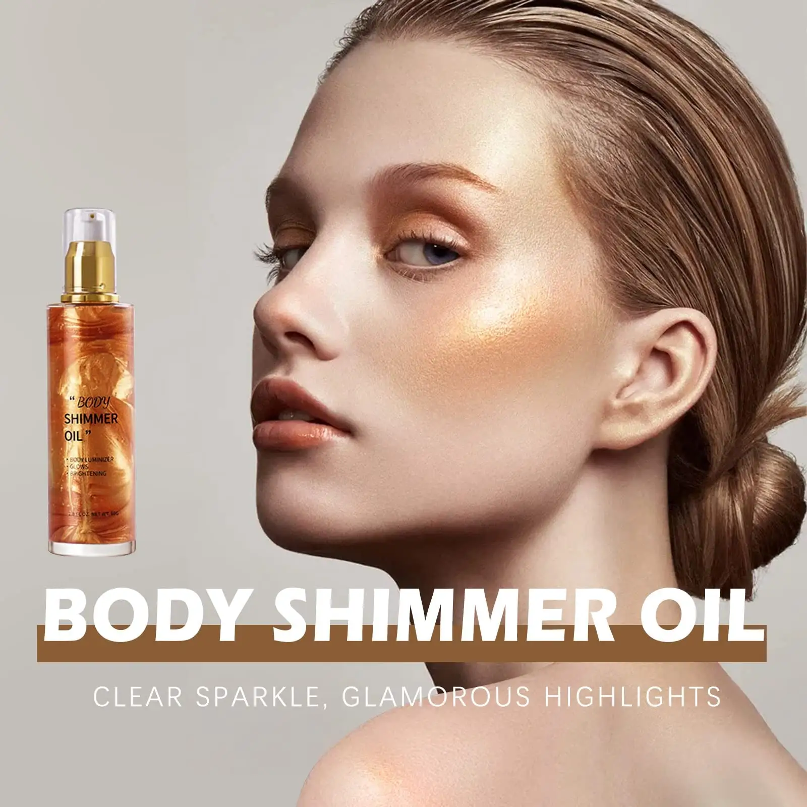 Nieuwe Aankomst Private Label Glitter Spray Body Shimmer Olie Vloeibare Markeerstift Waterdichte Gezicht Body Shimmer Zonnebrandolie
