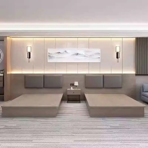 Custom Hotel Bedroom Furniture Set Modern <b>Wooden</b> <b>Frame</b> Queen <b>King</b> <b>Size</b> Single Twin <b>Bed</b> with Upholstered Headboards & Nightstands - Product Image 1