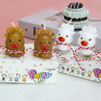 Bougie de gâteau d'anniversaire de Noël en forme d'élk, 3 pièces, vente directe d'usine, 58 #   Cire sans fumée avec bâtonnets décoratifs pour Noël, ensemble de décoration pour fête de Noël