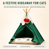 Tente de Noël personnalisée en gros avec logo, lit pour animaux de compagnie avec coussin, tipi en forme de cône, maison pour chat et chien, vert, rouge, blanc pour chiot et chaton