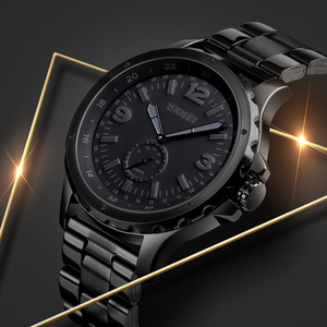 Men's all-black sport <b>watch</b> Minimalist stainless steel wristwatch 24-hour scale dial with small seconds 30M waterproof <b>watch</b> - Product Image 1