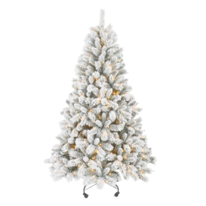 Albero di Natale Artificiale Pre-Illuminato con Effetto Neve, 2,3m, Misto PE/PVC, con LED Bianco Caldo, a Cerniera - Product Image 4