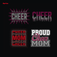 Transfert thermocollant en strass « Cheer Mom », motif de transfert thermique en cristal Hotfix pour la décoration de vêtements de sport