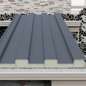 Tuile de toiture en aluminium écologique isolée en PU - Imperméable, isolation thermique et acoustique, résistante au feu pour utilisation en chambre froide extérieure, entrepôt - Product Image 1