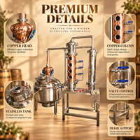 200L TOWIN Équipement de distillation d'huiles essentielles en acier inoxydable, avec logo personnalisé, en cuivre rouge artisanal, pour usage domestique, et colonne de visualisation en verre