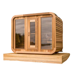 Ruime <span class=keywords><strong>4</strong></span>-persoons Elektrische Outdoor Kubus Sauna Met Rode Ceder 6kw Geïntegreerde Kachel En <span class=keywords><strong>Computer</strong></span> Bedieningspaneel Voor Comfort - Product Image 2