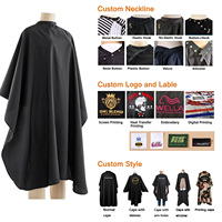 Cape de Barbier Professionnelle Noire Personnalisable avec Logo, Imperméable, Antistatique, Anti-adhérente, Beige Foncé Gris pour Salon de Coiffure