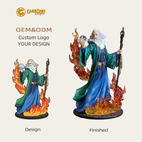 Figurines d'action personnalisées en résine, figurine de sorcier, statue de magicien fantastique avec effet de feu, design 3D haute fidélité, peintes à la main, OEM ODM