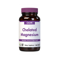 Capsules de magnésium chélaté en marque privée OEM, 120 unités, végétaliennes, sans gluten, complément alimentaire