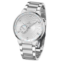 Montre à quartz pour homme, affichage 24 heures, cadran noir Sunburst, bracelet en acier inoxydable, Business