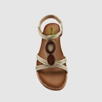 Sandales compensées à semelle épaisse pour femmes, avec bride en T et décoration en bois, bout ouvert, bande élastique, confortables et légères
