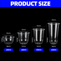 Op maat bedrukte logo wegwerp U-vormige Boba-thee bekers Bubble Tea beker transparant 12oz 16oz ronde bodem PP plastic sapbekers met deksels