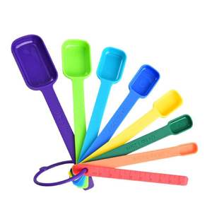 Juego de Cucharas Medidoras de Plástico Coloridas con Bandeja de Escala, 8 Piezas, Utensilios de Cocina para Hornear, Material PP, Diseño Moderno - Product Image 1