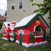 Sauter gonflable de Combi de Noël de maison de rebond gonflable de thème de Noël extérieur commercial