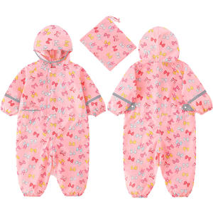Mode enfants une pièce combinaison de pluie imperméable en polyester combinaison barboteuse à capuche imperméable avec bandes réfléchissantes pour les visites en plein air - Product Image 6