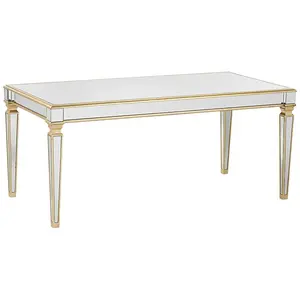 Top Selling Dinning Room Furniture Rectangle Gold Mirrored Dining Table Luxury Mirror Dinning Tables For Wedding Events