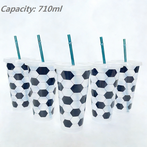 แก้วน้ำพลาสติก PP รูปทรงฟุตบอล ขนาด 710 มล. พร้อมหลอดดูด เป็นมิตรกับสิ่งแวดล้อม ทนทาน ดีไซน์สปอร์ต - Product Image 3