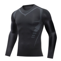 Nouveau T-shirt de sport athlétique pour homme à manches longues, sous-vêtement de compression en polyester à séchage rapide, personnalisable avec logo, idéal pour la gym
