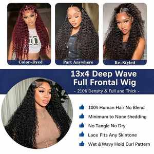 RTS <b>Deep</b> <b>Wave</b> 24inch Human Hair <b>Wig</b> 13x4 Lace Frontal Raw Cuticle Long Human Hair <b>Wig</b> 210% Density for Black Women Pre-cut Lace - Product Image 4