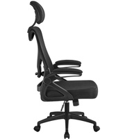 Vente en gros au détail de chaise de bureau à domicile noire à dossier haut chaise d'ordinateur ergonomique avec appui-tête réglable et accoudoirs rabattables