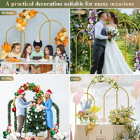 Kit de 3 supports d'arche en métal doré pour décorations de fête d'anniversaire, de remise de diplôme, de célébration de vacances, de cérémonie et d'arche de mariage