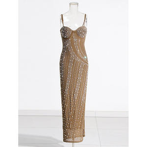 2025 alla moda elegante abito da ballo di sera strass con perline con cinturino senza maniche senza schienale abito aderente di alta qualità - Product Image 2