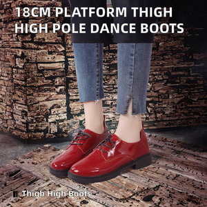 18cm High Heels Strip <b>Boots</b> Barreled Platform Japanned Leather 7 Inch Performance Plus Size Over-the-Knee Zipper-Up Pole Dance - Product Image 2