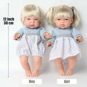 12 Zoll DIY bebe wieder geborene Puppe lebensechte Neugeborene kurze Haare Baby Jungen und Mädchen Puppen 30cm Simulation weiches Silikon wasserdichtes Spielzeug