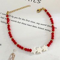 Bracelet en perles de cristal fait main avec coquillages et étoiles, bijoux minimalistes et élégants pour femmes, vente en gros