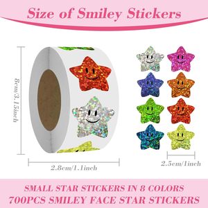 700 pegatinas de estrellas con cara sonriente para recompensas infantiles, 1 pulgada, 8 colores - Product Image 2