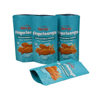 Sacs d'emballage autoportants mats imperméables 70g avec logo personnalisé, en PET, pour aliments, avec fermeture éclair, pour biscuits et snacks, pochette plastique autoportante